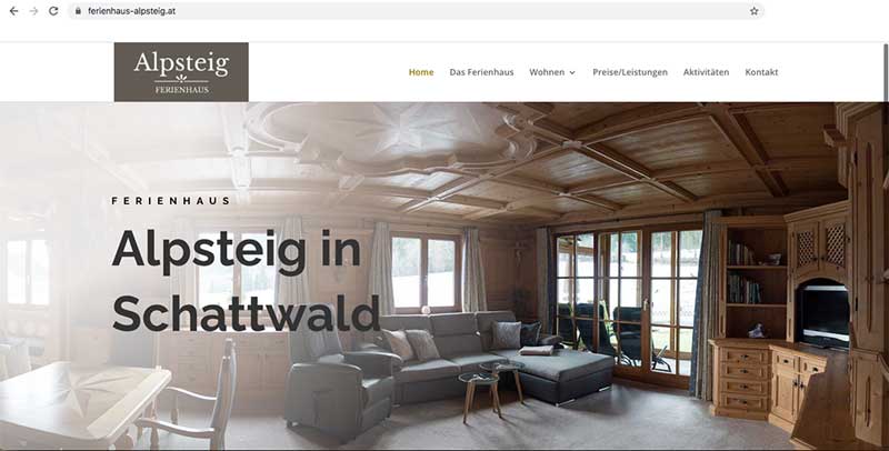 Webseite Feriehnhaus Alpsteig